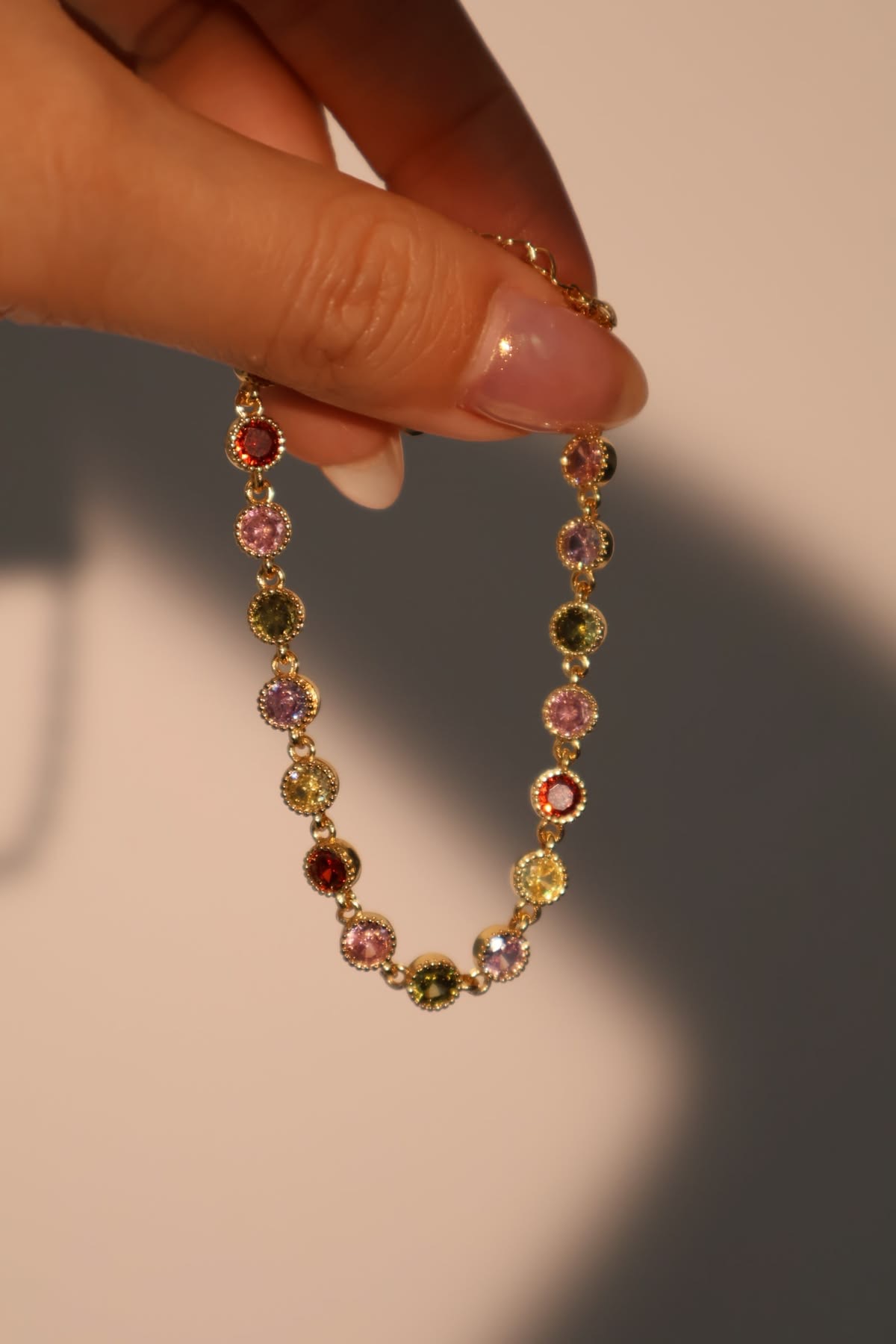 Rainbow bezel line bracelet