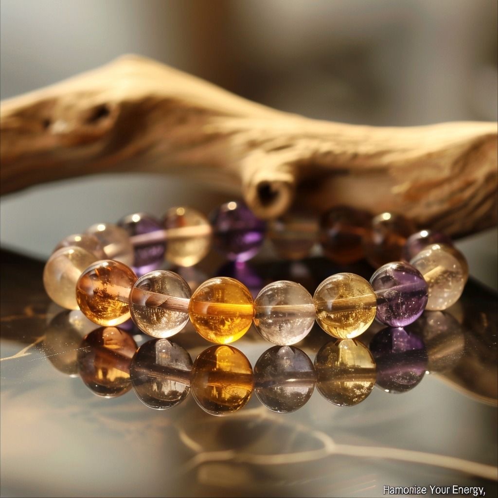 Citrine and amethyst beads
